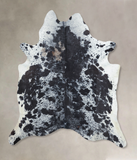 Salt and Pepper Black Cowhide Rug #B9717