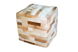 Cowhide cube patchwork Ottoman - light brown