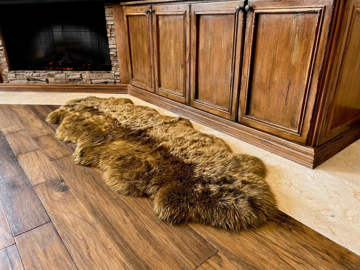 Dark Brown New Zealand Sheepskin 2-Pelt 2' x 6' by Hudson Hides