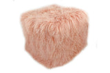 Tibetan Square 18" Pouf Ottoman Blush