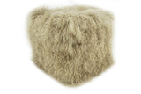Tibetan Square 18" Pouf Ottoman Champagne