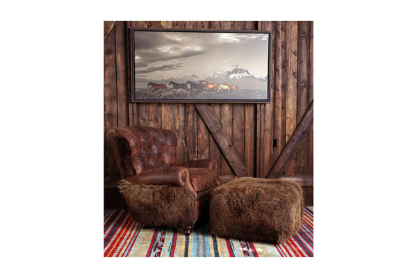 Yellowstone Buffalo Curved Tufted Chair