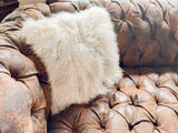 White Tibetan Lamb Single Sided Pillow 16" x 16" by Hudson Hides