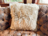 Taupe New Zealand Sheepskin Pillow 20"x 20" Single Sided by Hudson Hides