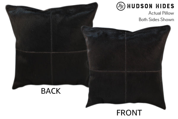 Solid Black 4 Panel Cowhide Pillow #10846