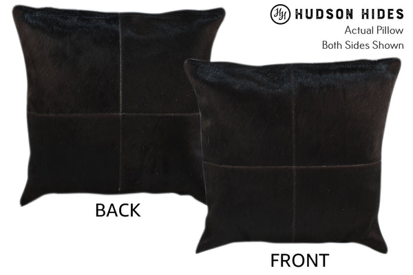 Solid Black 4 Panel Cowhide Pillow #10998