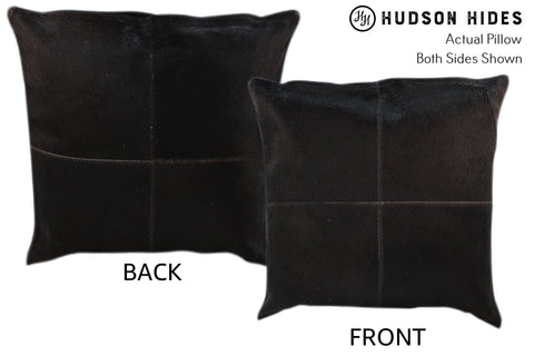 Solid Black 4 Panel Cowhide Pillow #10999