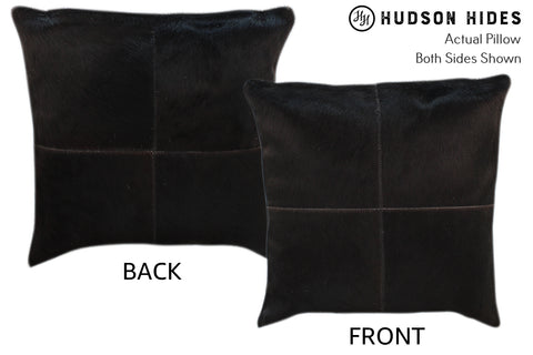 Solid Black 4 Panel Cowhide Pillow #11021