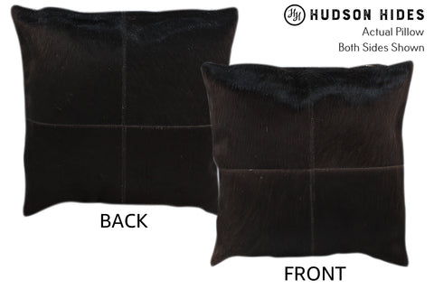 Solid Black 4 Panel Cowhide Pillow #11022