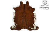 Brown and White Regular X-Large European Cowhide Rug 6'11"H x 6'6"W #11848 by Hudson Hides