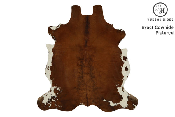 Brown and White Regular X-Large European Cowhide Rug 6'11"H x 6'6"W #11848 by Hudson Hides