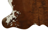 Brown and White Regular X-Large European Cowhide Rug 6'11"H x 6'6"W #11848 by Hudson Hides