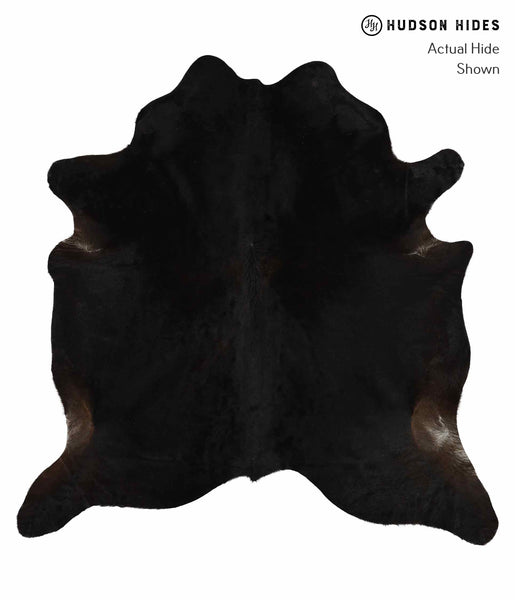 Solid Black Cowhide Rug #13494