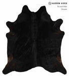 Solid Black Cowhide Rug #13518
