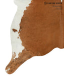 Brown and White Regular Cowhide Rug #13535