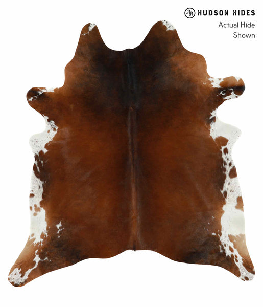 Brown with Red Cowhide Rug #13892