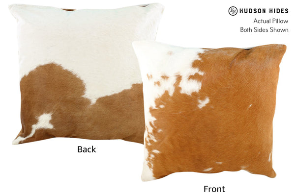 Beige and White Cowhide Pillow #16371
