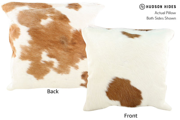 Beige and White Cowhide Pillow #16391