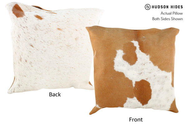 Beige and White Cowhide Pillow #16530