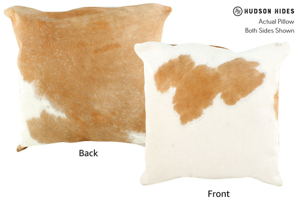 Beige and White Cowhide Pillow #16579