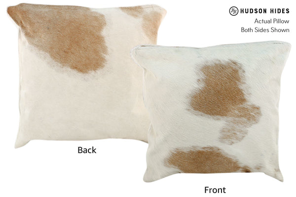 Beige and White Cowhide Pillow #16905