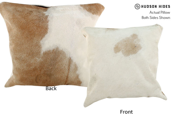 Beige and White Cowhide Pillow #16906