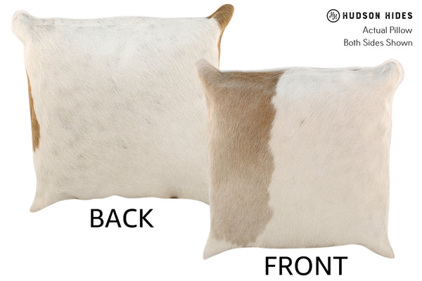 Beige and White Cowhide Pillow #18205