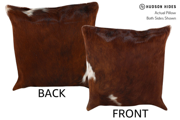 Brown and White Cowhide Pillow #18346