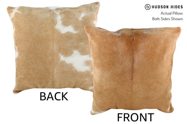 Beige and White Cowhide Pillow #18606