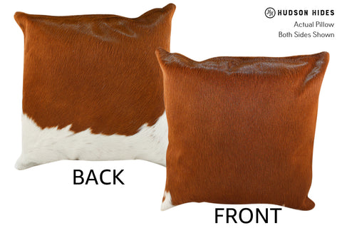 Brown and White Cowhide Pillow #18778