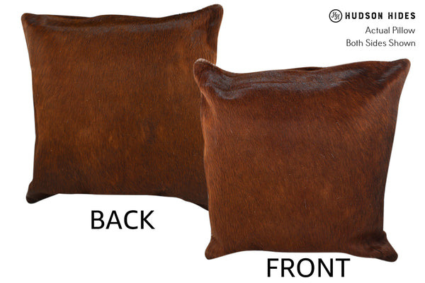 Solid Brown Cowhide Pillow #18848