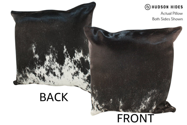 Salt and Pepper Black Cowhide Pillow #18916
