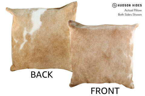 Beige and White Cowhide Pillow #18937