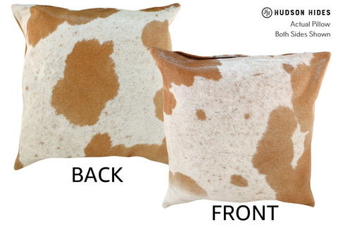 Beige and White Cowhide Pillow #19011