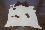 Brown and White X-Large Brazilian Cowhide Rug 7'4" H x 6'5"W #4175 by Hudson Hides