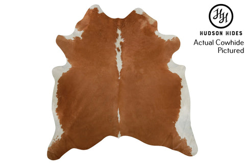 Brown and White Cowhide Rug #4571