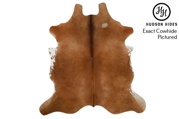 Brown and White Large European Cowhide Rug 6'6"H x 6'1"W #6277 by Hudson Hides