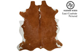 Brown and White X-Large European Cowhide Rug 7'1"H x 6'2"W #6634 by Hudson Hides