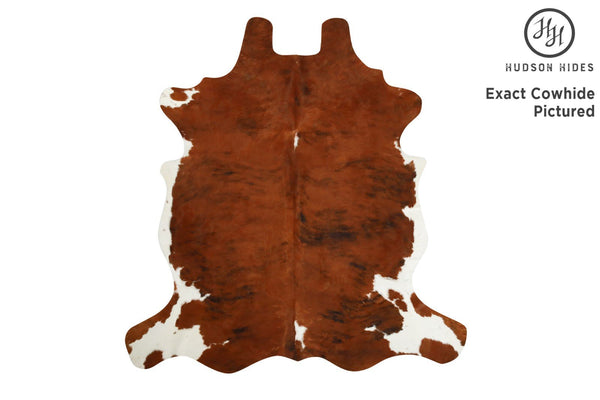 Brown And White Cowhide Rug #7469
