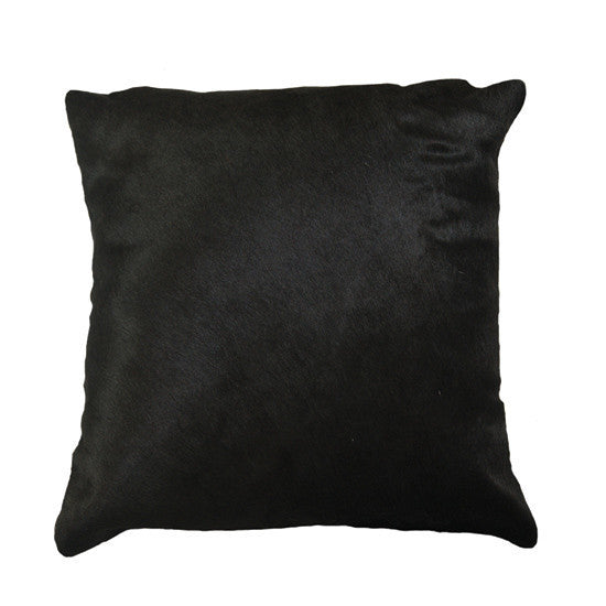 Hudson Hides Solid Black Cowhide Pillow 16x16